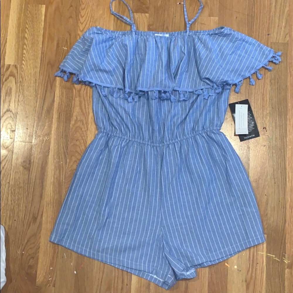 blue and white stopped romper!
